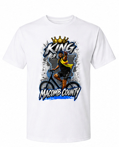 Jalen Kidd King of Macomb white T-shirt front
